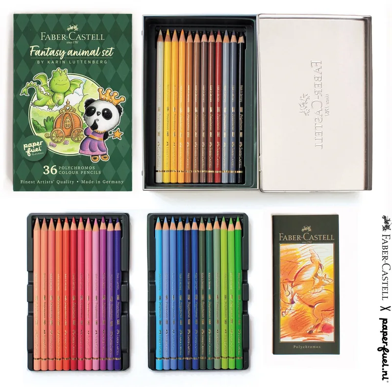 kleurpotloden - Polychromos Fantasy Animalset - 36 stuks - in samenwerking met Karin Luttenberg - FC-210014 de Faber-Castell en Assorti 36 kleuren – photo produit