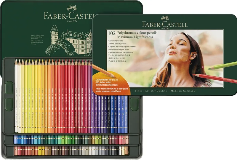 kleurpotloden - Polychromos Lightfast - blik met 102 kleuren - FC-210061 by Faber-Castell in Assorti 102 kleuren – product photo