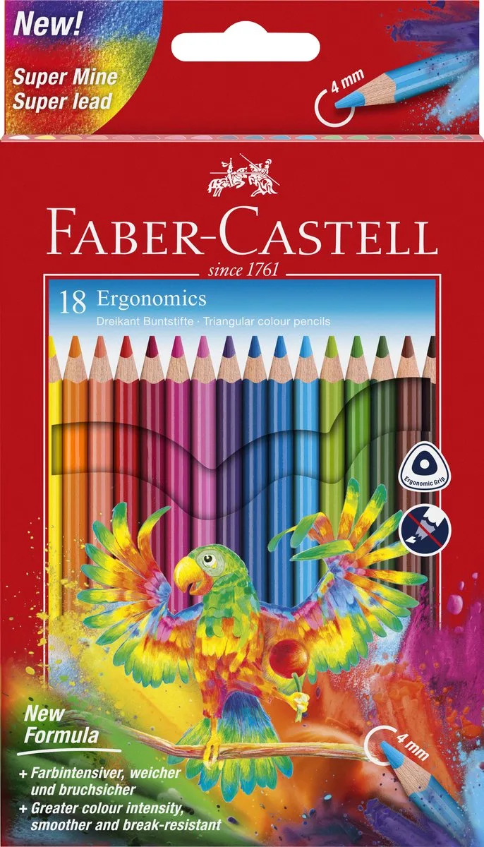 Kleurpotlood Faber Castell Ergonomics driekant kartonnen etui à 18 stuks - FC-116514 von Faber-Castell in Kleurpotlood Faber-Castell Ergonomics driekant kartonnen etui à 18 stuks – Produktfoto