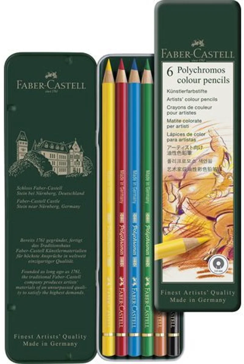Kleurpotlood Faber Castell Polychromos blik 6 stuks basiskleuren FC-110096 von Faber-Castell in 107 cadmium yellow – Produktfoto