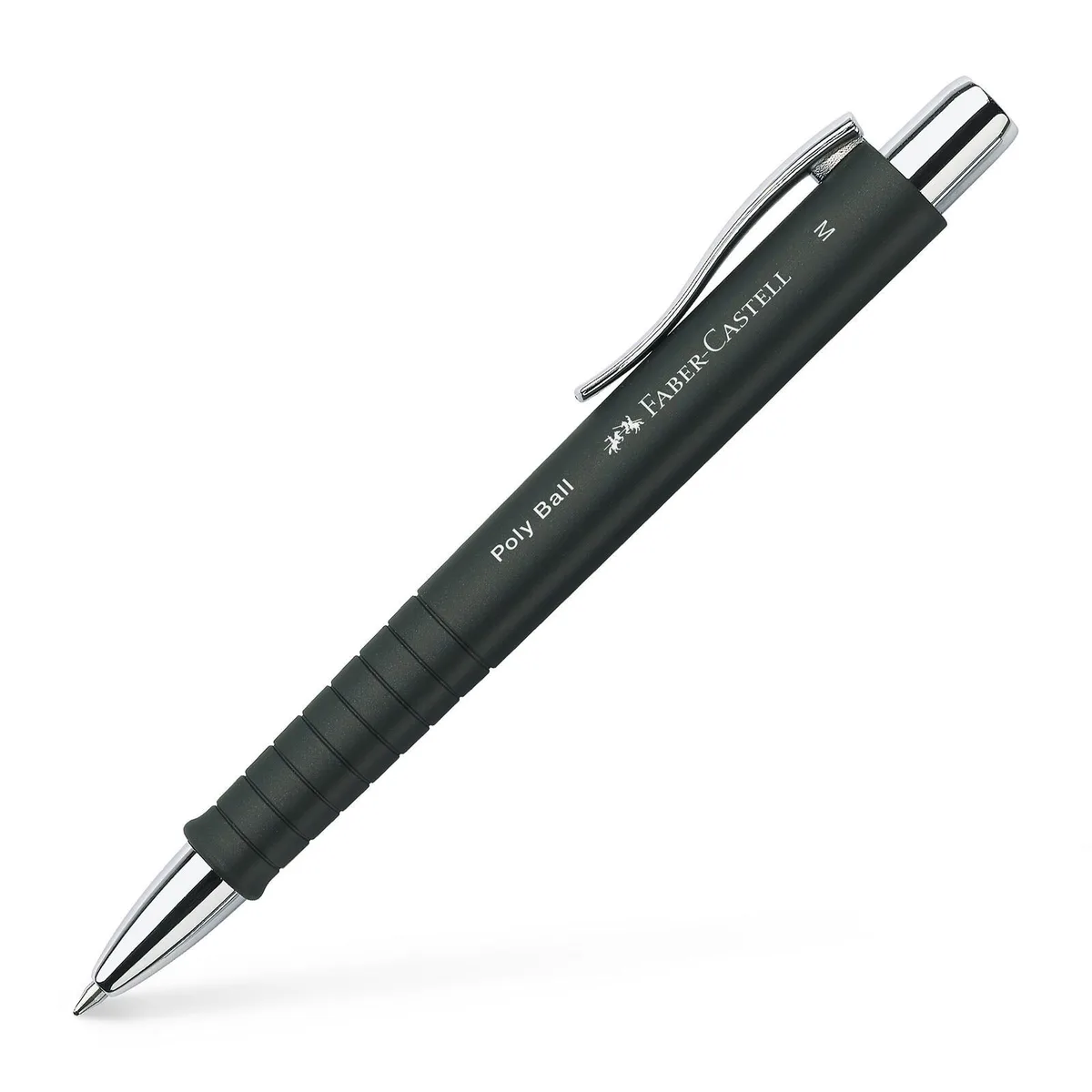 Kugelschreiber POLY BALL M schwarz matt, Schreibfarbe: blau van Faber-Castell – productfoto