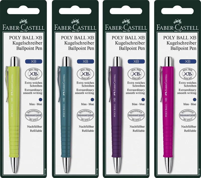 Kugelschreibermine 241195 Kugelschreiber Poly Ball XB - dokumentenecht sortiert Blisterka van Faber-Castell – productfoto