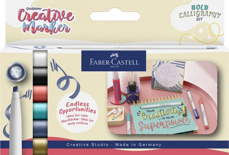 marker - creatief Goldfaber - beitelpunt C - set Soft Lettering - FC-160906 von Faber-Castell in Assorti 6 kleuren – Produktfoto