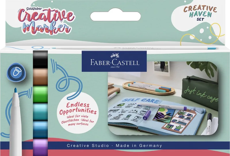 marker - creatief Goldfaber - lijnbreedte 1.5mm - set Creative Haven - FC-160603 by Faber-Castell in Assorti 6 kleuren Creative Haven 1.5 – product photo
