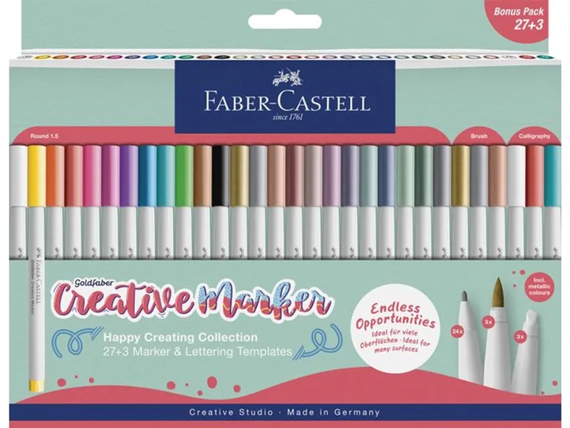 Marker creatief Goldfaber - set a 30 stuks Happy Creating - FC-161002 de Faber-Castell en 30 stuks assorti – photo produit