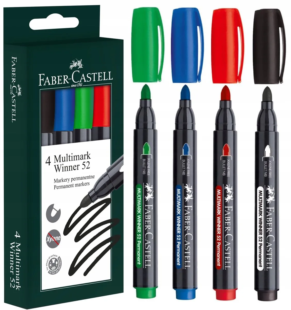 Permanent Marker Winner 52, 4 kleuren van Faber-Castell in Meerkleurig – productfoto