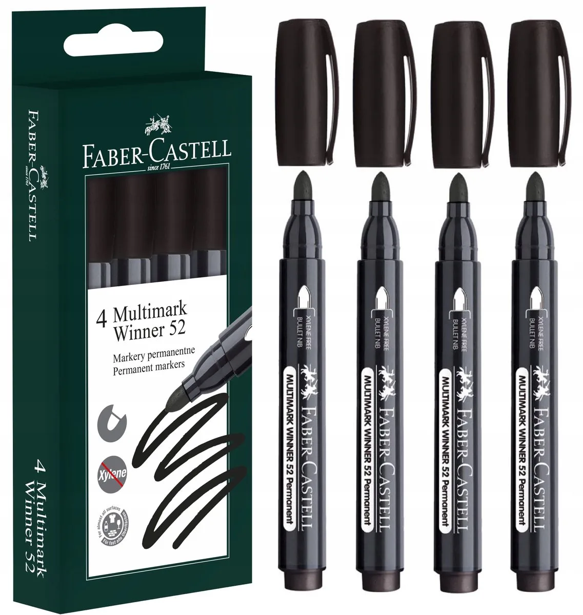 Permanente Markers - 4 Stuks van Faber-Castell in Zwart – productfoto