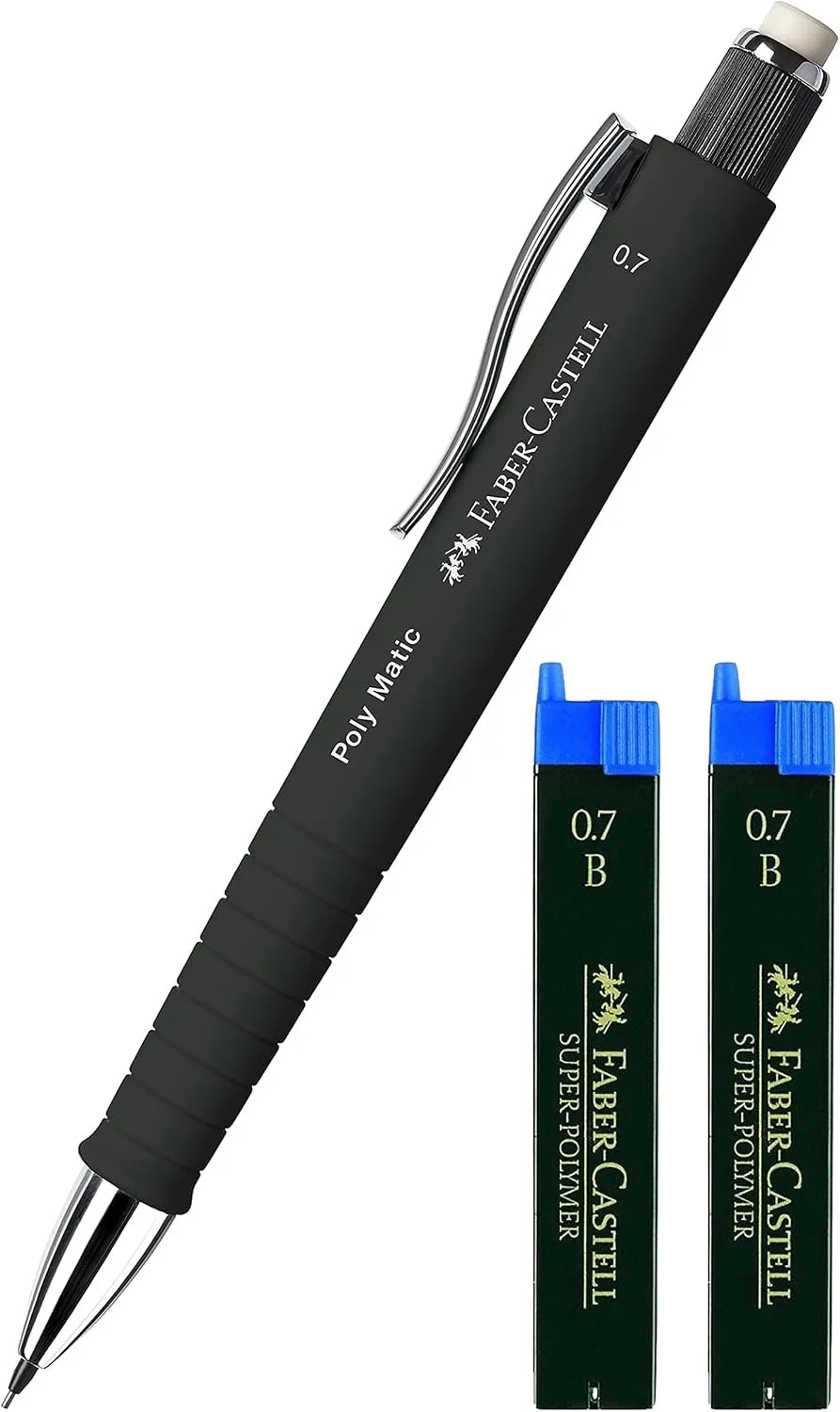Poly Matic 0.7mm Zwart + Vullingen - Vulpotlood från Faber-Castell – produktbild