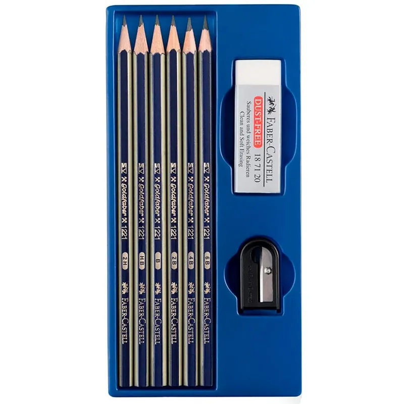Potlood Faber-Castell 6 hardheden inclusief puntenslijper en gum fra Faber-Castell – produktbillede 2 af 5