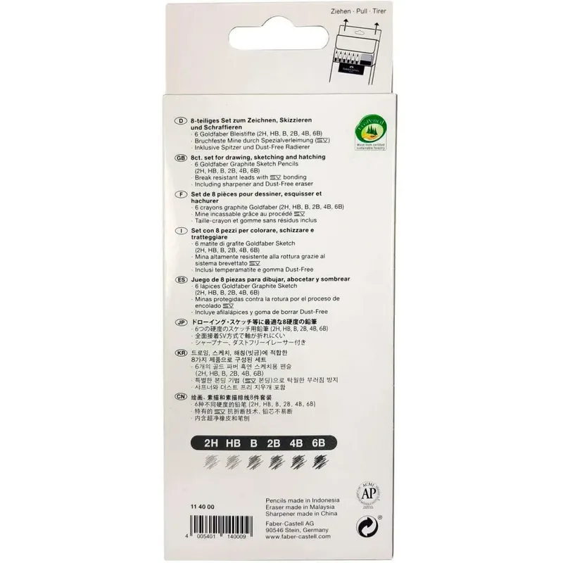 Potlood Faber-Castell 6 hardheden inclusief puntenslijper en gum fra Faber-Castell – produktbillede 4 af 5