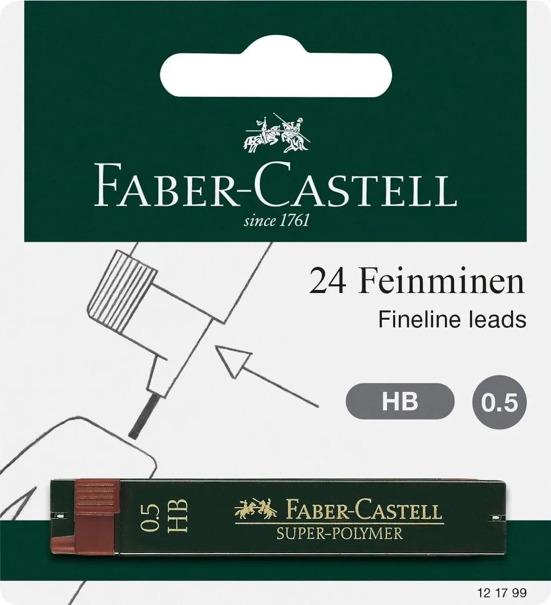 potloodstiftjes - 2 kokers met 12 stuks - hardheid HB - lijnbreedte 0.5mm - FC-121799 fra Faber-Castell i Sort – produktbillede