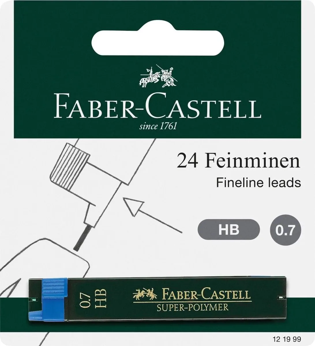 potloodstiftjes - 2 kokers met 12 stuks - hardheid HB - lijnbreedte 0.7mm - FC-121999 fra Faber-Castell i Sort – produktbillede