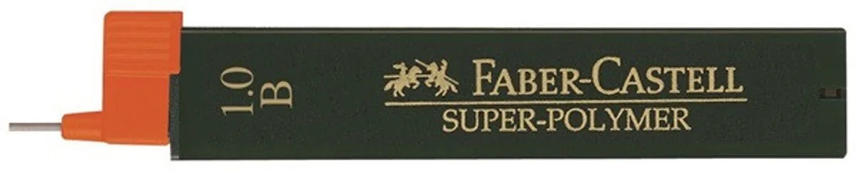 Potloodstiftjes Faber-Castell Super-Polymer 1,0mm B doos met 12 stuks (12x12). fra Faber-Castell i Sort – produktbillede