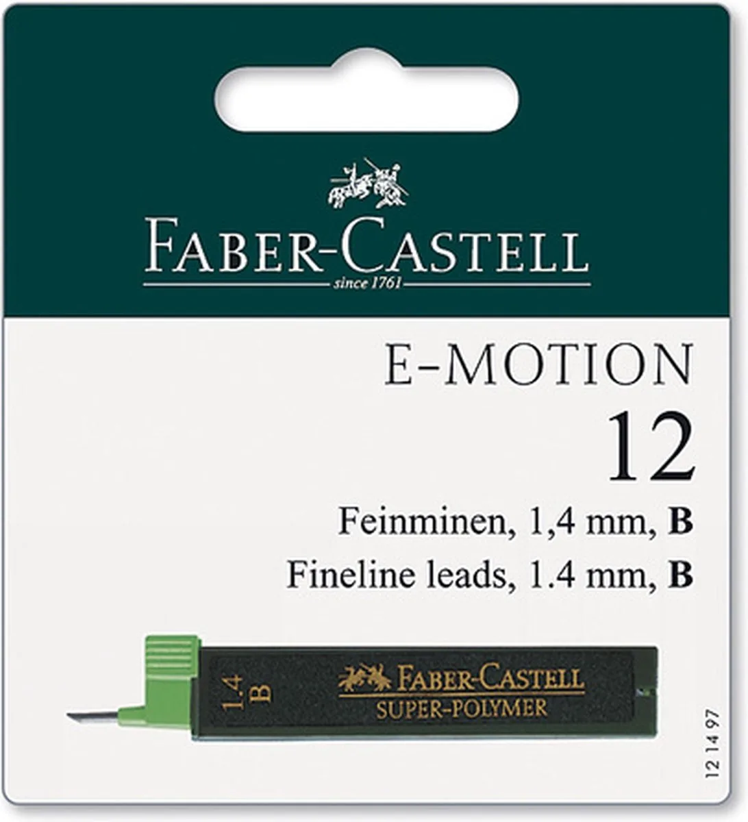 potloodstiftjes - koker met 12 stuks - hardheid B - lijnbreedte 1.4mm - FC-121497 fra Faber-Castell i Sort – produktbillede