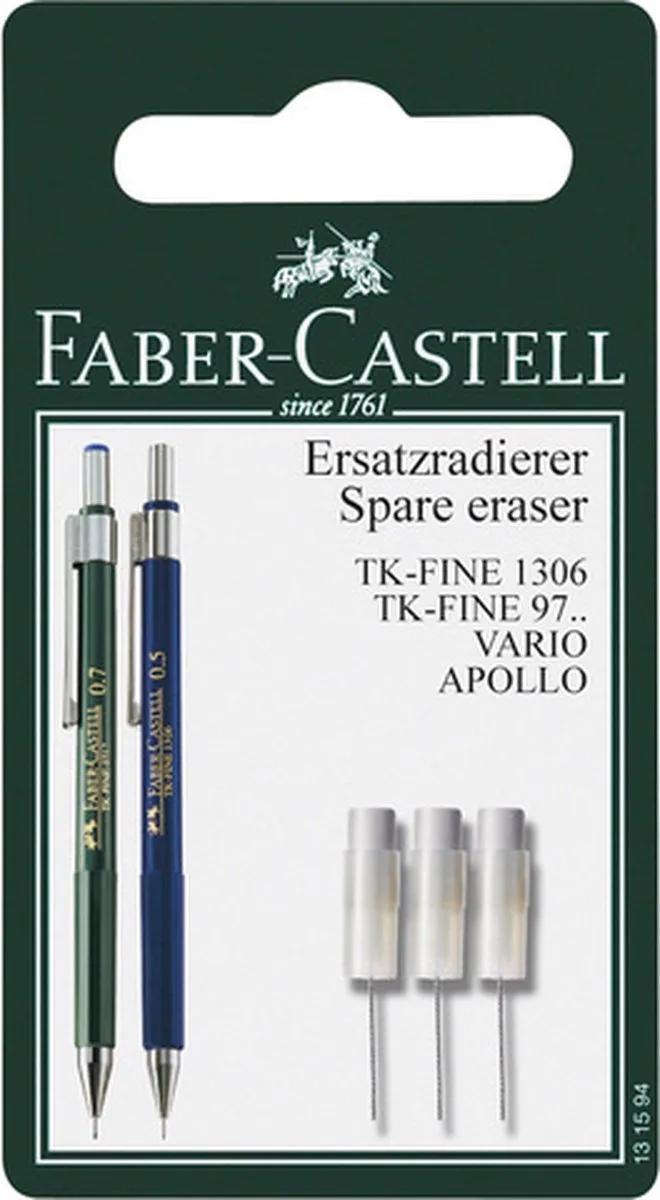 reservegummen vulpotloden - met reinigingsnaald - 3 stuks - FC-131594 von Faber-Castell in Weiß – Produktfoto