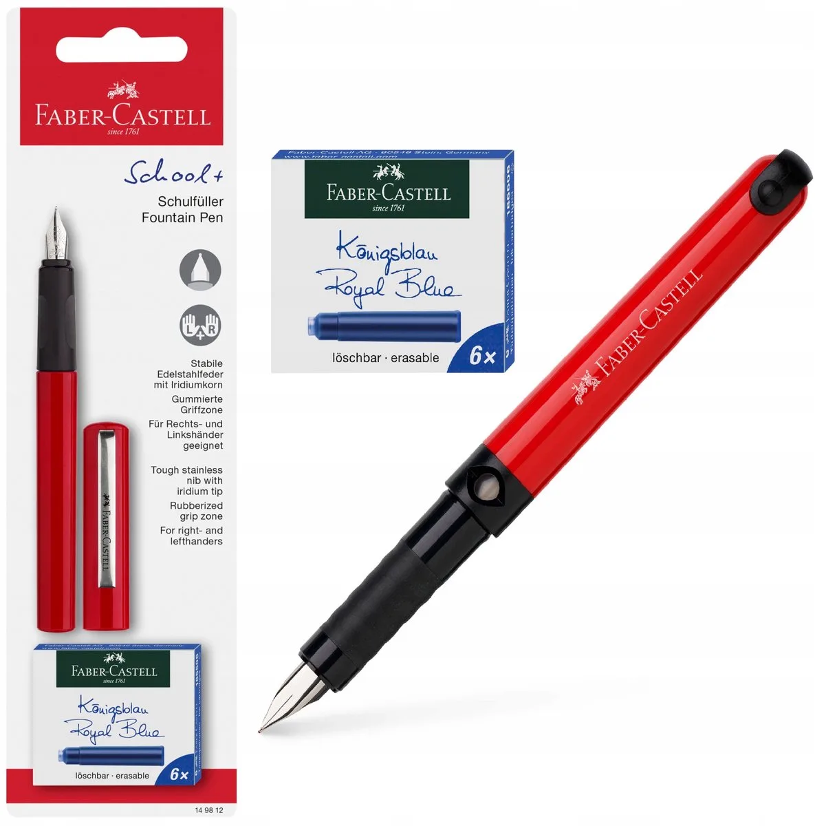School+ Vulpen met Inktpatronen från Faber-Castell i Röd – produktbild