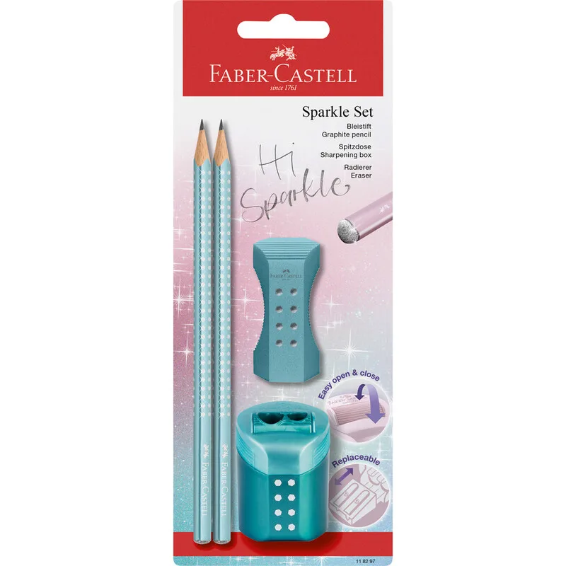 Schreibset GRIP SPARKLE, mintgrün von Faber-Castell – Produktfoto