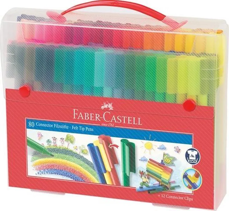 stiften - Connector - cadeauset viltstiften - 80 stuks in koffer - FC-155579 de Faber-Castell en Assorti – photo produit