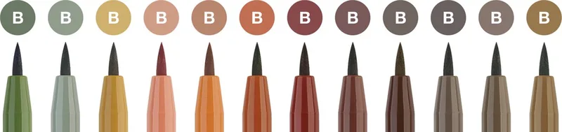 tekenstift - Pitt Artist Pen - Earth - 12 stuks - FC-267422 de Faber-Castell en Multicolore – photo produit