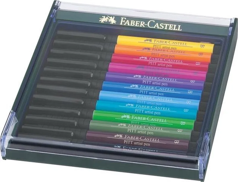 tekenstift - Pitt Artist Pen - set Bright 12 stuks - FC-267421 de Faber-Castell en Assorti 12 kleuren – photo produit