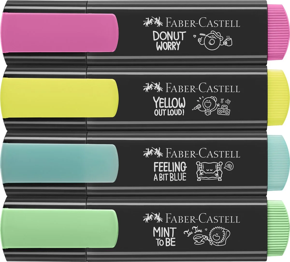 tekstmarkers 46 - Graffiti - 4 stuks in etui - FC-254690 van Faber-Castell in Assorti 4 kleuren – productfoto