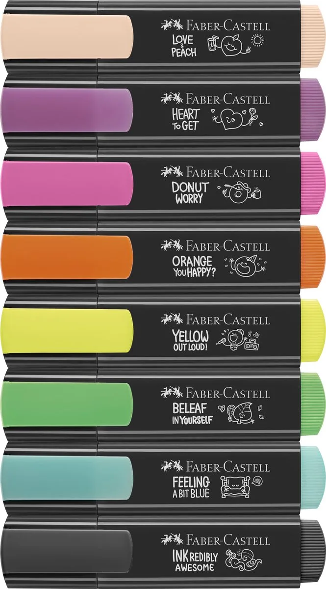 tekstmarkers 46 - Graffiti - 8 stuks in etui - FC-254692 de Faber-Castell en Assorti 8 kleuren – photo produit