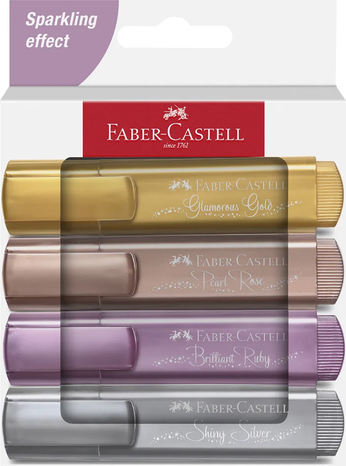 Textmarker TEXTLINER 46 METALLIC, 4er Etui von Faber-Castell – Produktfoto