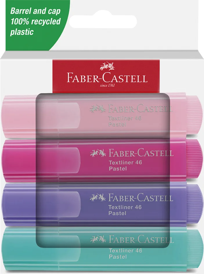 Textmarker TEXTLINER 46 PASTELL, 4er Etui von Faber-Castell – Produktfoto