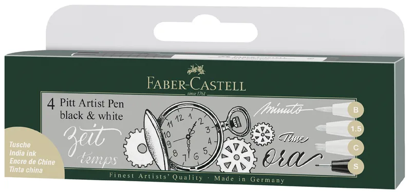 Tuschestift PITT artist pen, 4er Etui från Faber-Castell – produktbild