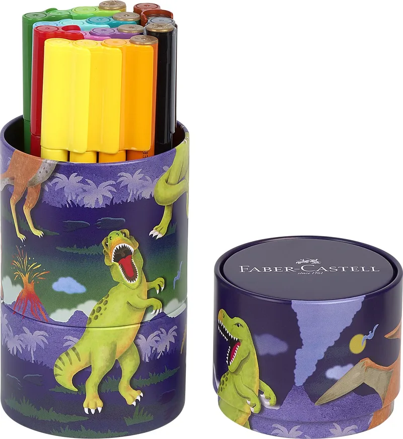 viltstiften - Connector Dino - 20 stuks in draaiblik - FC-155546 de Faber-Castell en Assorti 20 kleuren – photo produit