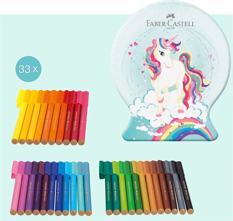 viltstiften - Connector - Snow globe Unicorn - 33 stuks - FC-155544 by Faber-Castell in Assorti 33 kleuren – product photo