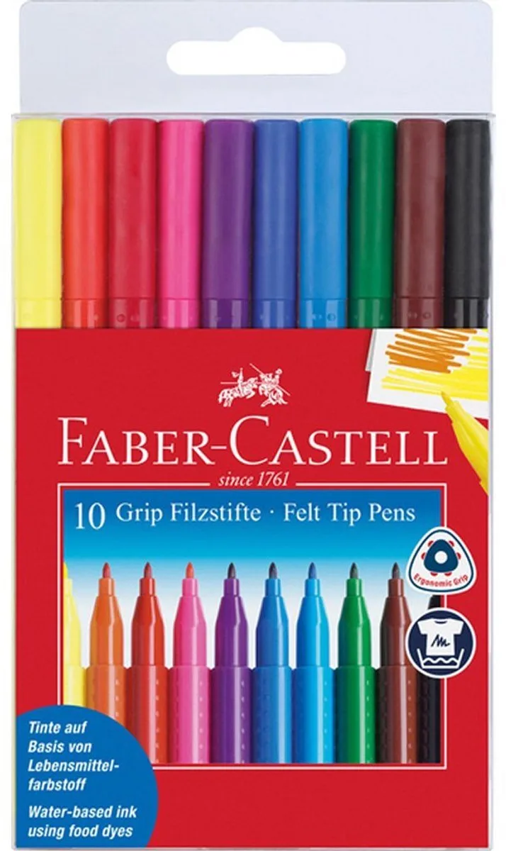 viltstiften - GRIP Colour - 10 stuks - FC-155310 de Faber-Castell en Assorti – photo produit