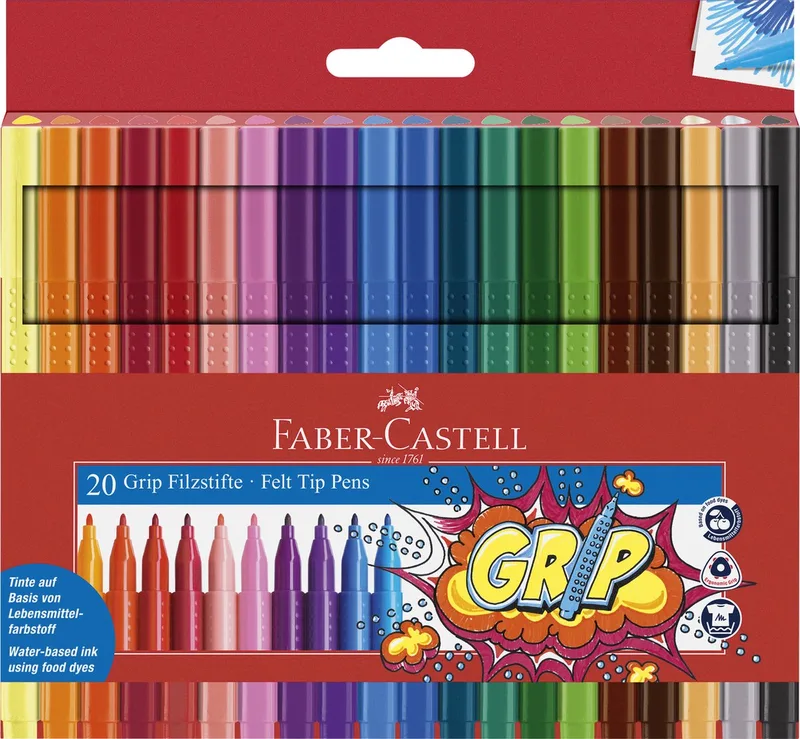 viltstiften - Grip Colour - etui 20 stuks - FC-155320 de Faber-Castell en Assorti – photo produit