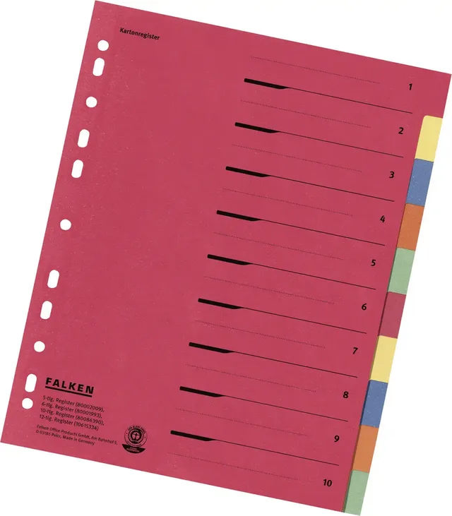 kartonregister/80086390 240x297 mm 10-delig 230 g/m2