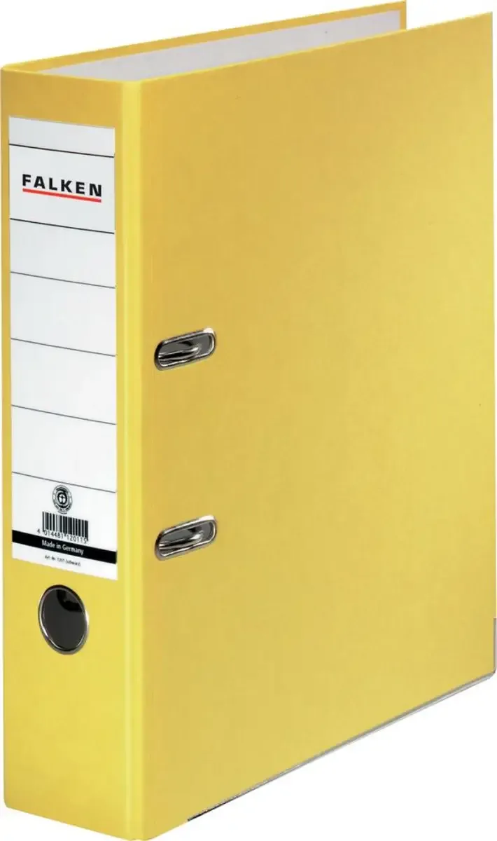 Ordner Recycolor DIN A4 Rückenbreite: 80 mm Gelb 2 Bügel 11285772 by Falken – product photo