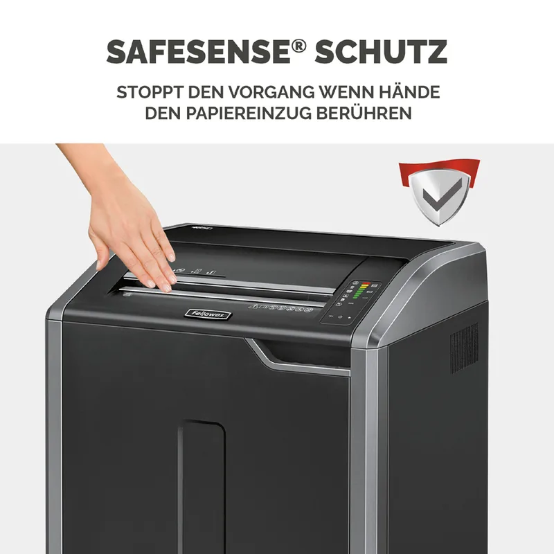 Aktenvernichter Powershred 485i, Streifen, Schweiz van Fellowes – productfoto