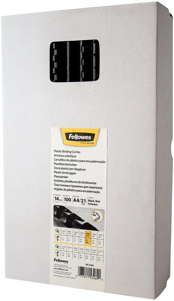 bindruggen 14 mm 100 stuks de Fellowes en Noir – photo produit