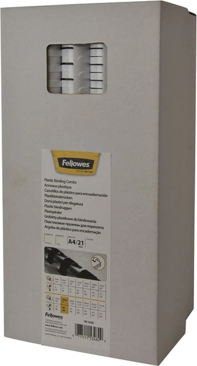 Bindruggen - 8mm - 21rings - a4 - 100 stuks by Fellowes in Blue – product photo