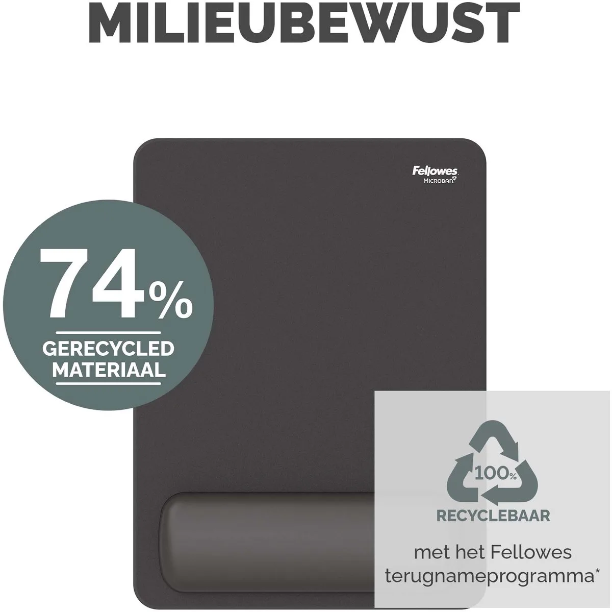 Breyta™ XL Muismat met Polssteun | Ergonomisch Comfort de Fellowes en Noir – photo produit
