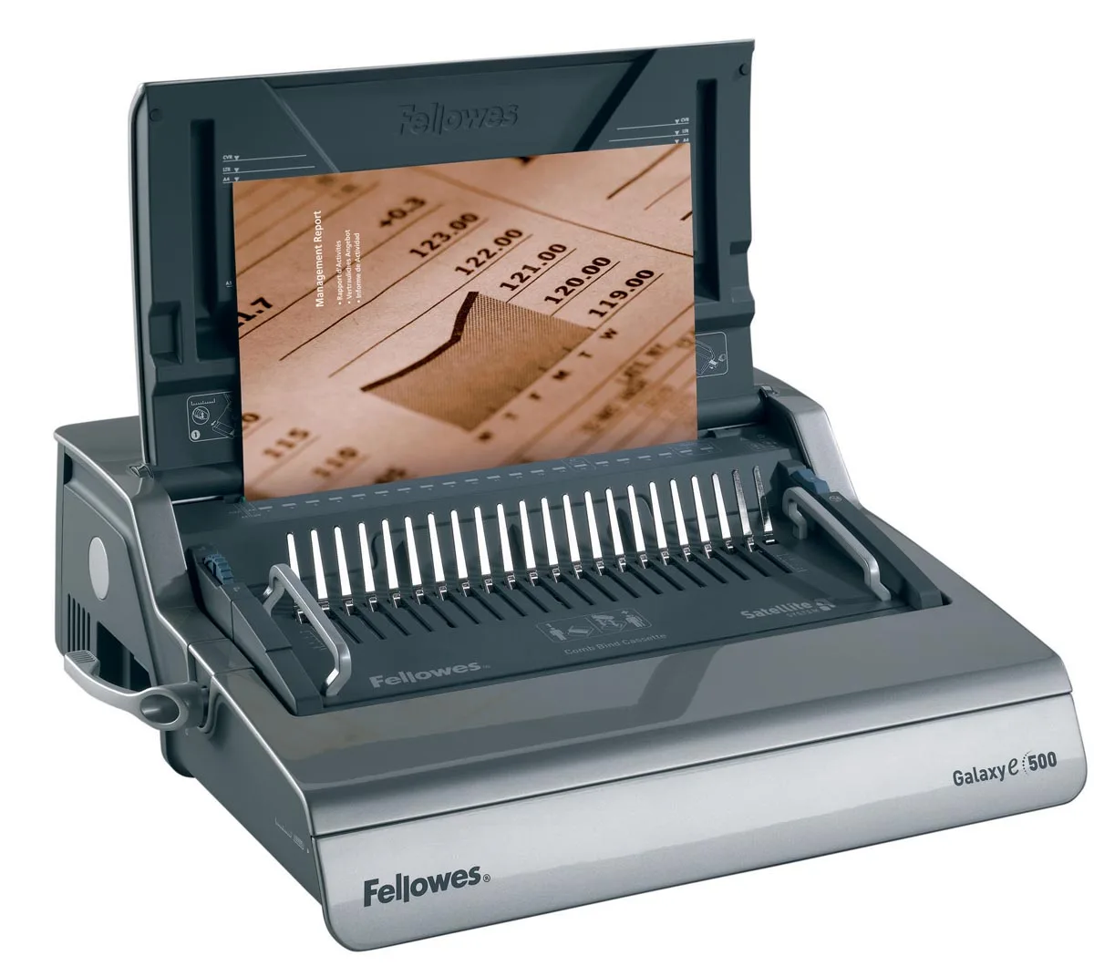 elektronische inbindmachine Galaxy E-500 van Fellowes – productfoto