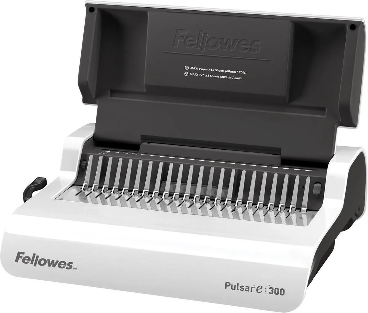 inbindmachine Pulsar-e elekrisch plastic bindrug, 300 vel fra Fellowes i Hvid – produktbillede