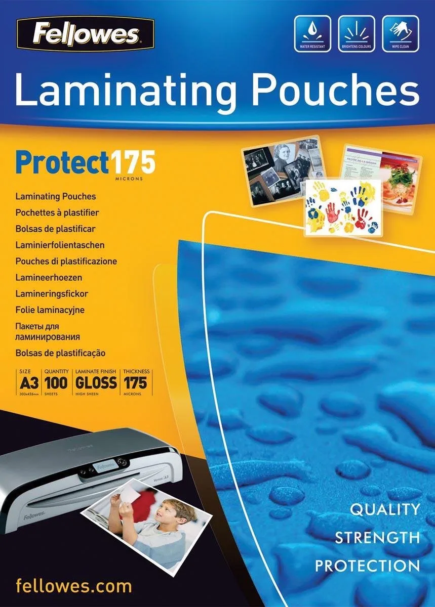 lamineerfolie Protect A3, glanzend, 175 micron, 100 stuks von Fellowes in Mehrfarbig – Produktfoto