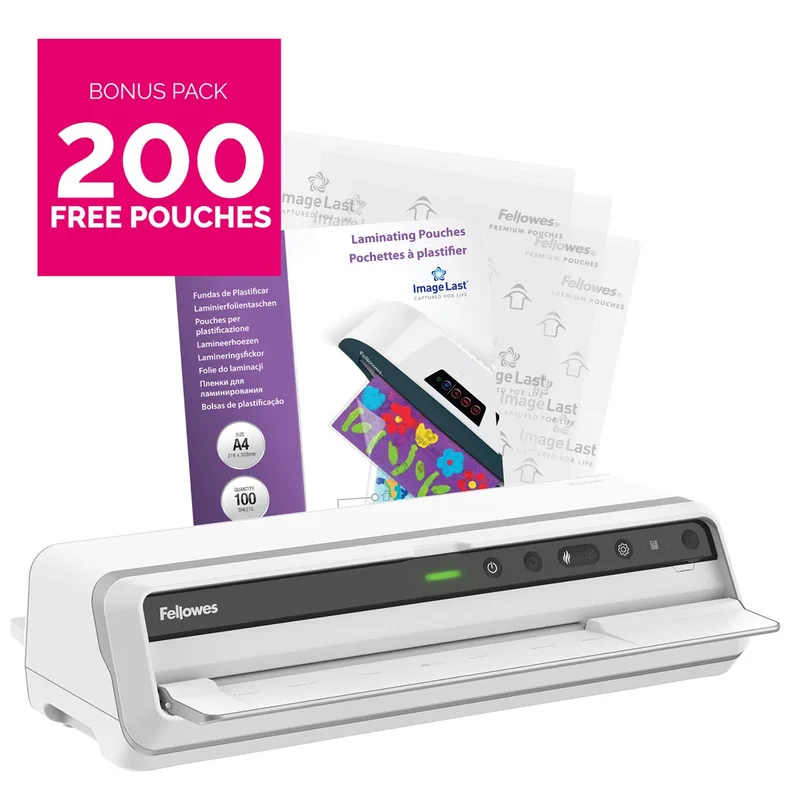 lamineermachine Venus voor ft A3 + Bonus Pack van 200 lamineerhoezen (A4, 80 micron) by Fellowes – product photo