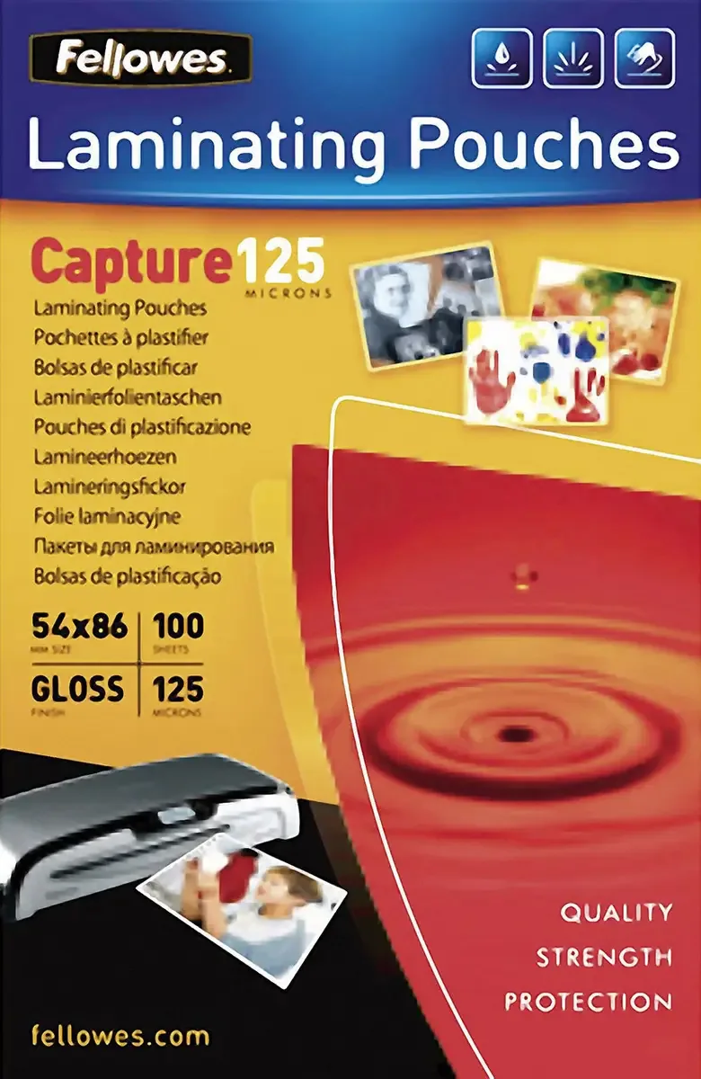 Laminierfolie 86 x 54 mm, Kreditkarte 125 micron glänzend 100 St. de Fellowes – photo produit