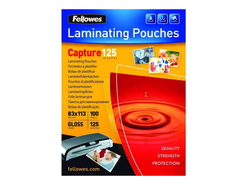 Laminierfolie Capture 83x113 125Mikron glänzend 100 by Fellowes – product photo