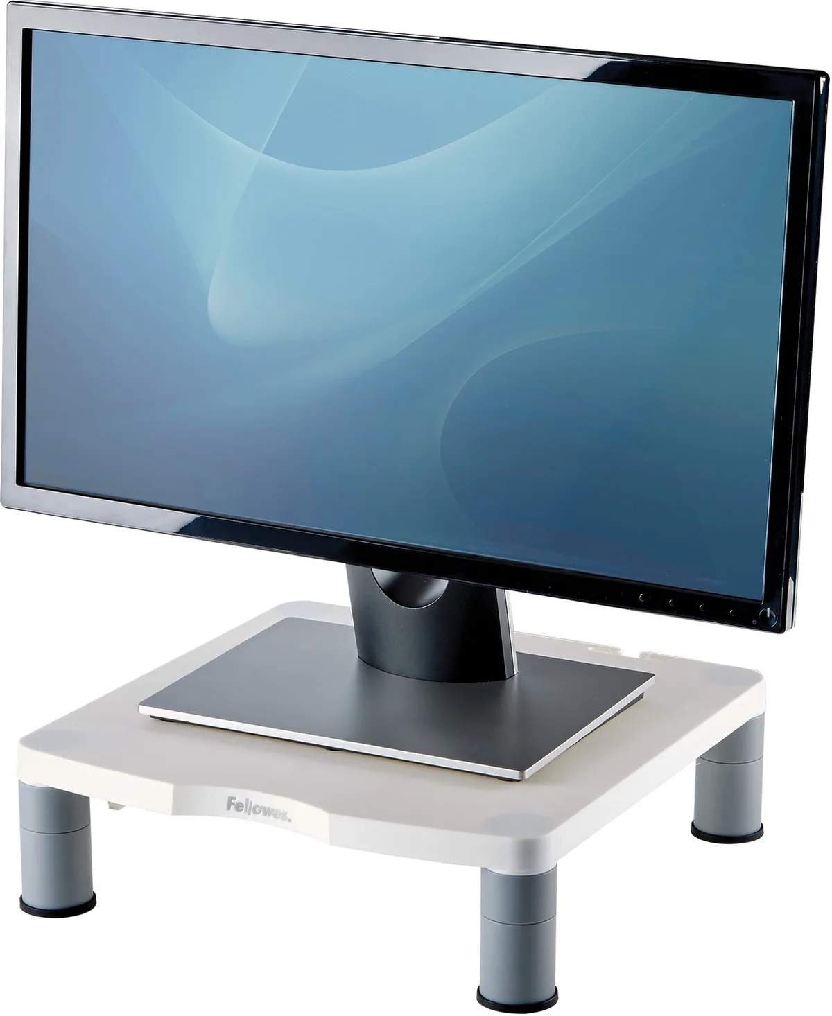Monitorstandaard Wit | Ergonomische Monitor Verhoger | 3 Hoogtestanden | Tot 27 kg | Monitorverhoger Bureau van Fellowes in Lichtgrijs, Grafietgrijs – productfoto