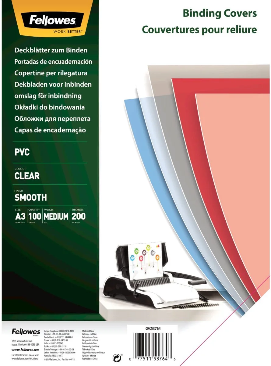Schutbladen A3 200 micron de Fellowes en Transparent – photo produit