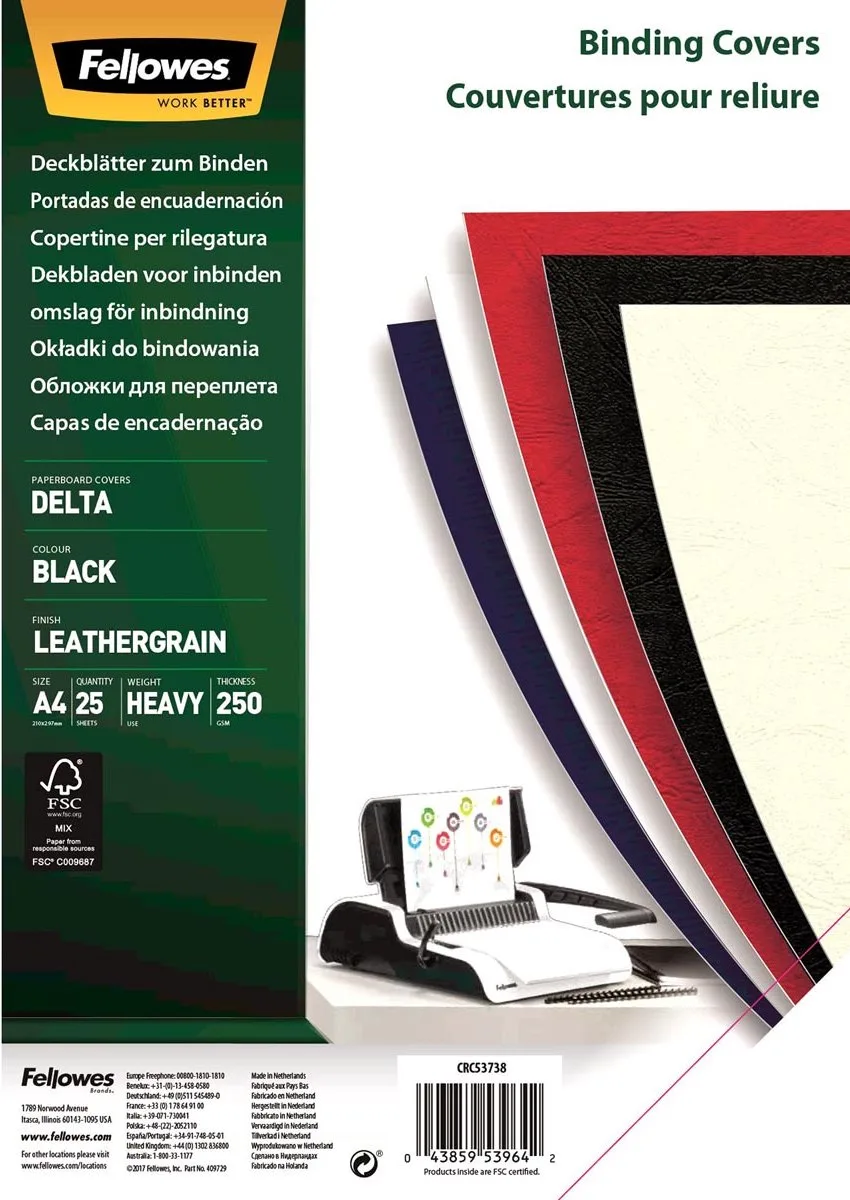 Schutbladen - A4 - 25 stuks - FSC von Fellowes in Schwarz – Produktfoto