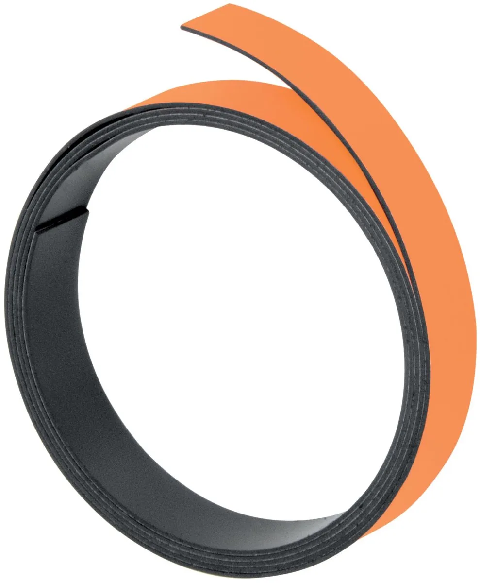 magneetband, 100 cm x 5 mm, beschrijfbaar, snijdbaar, oranje, M801 05 by Franken – product photo