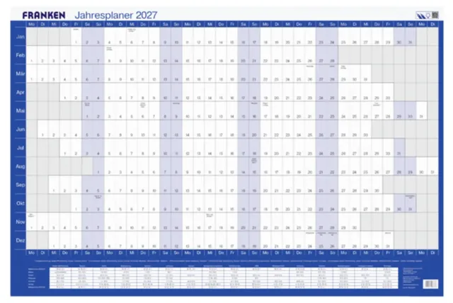 PKH100227 Bureau onderlegger Jaarplanner 2027 Wit, Blauw (b x h) 910 mm x 610 mm 1 stuk(s) PKH100227
